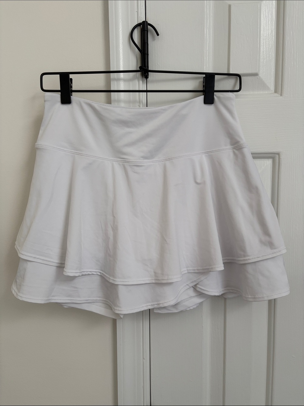 Baleaf White Layered Skater Tennis Skirt with Built-In Shorts